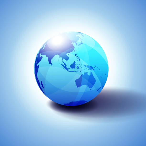 Asia and Australia, Background with Globe Icon 3D illustration This is a EPS Vector file created in Illustrator and can be enlarged to any size with no loss of data. cool blue world stock illustrations
