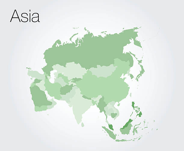 stockillustraties, clipart, cartoons en iconen met asia map - china oost azië