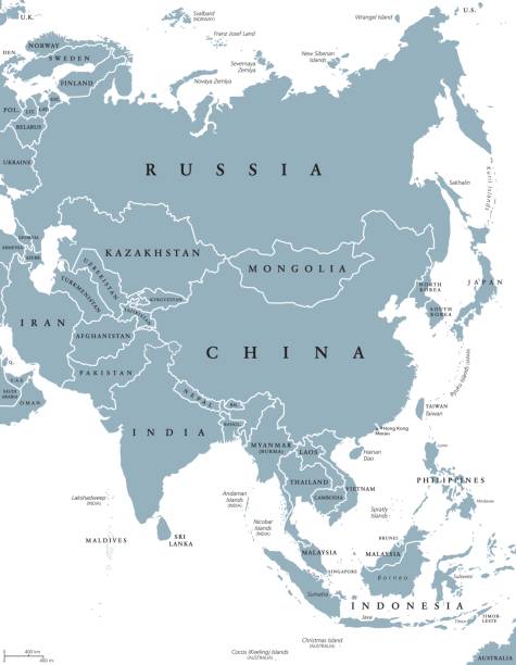 politische karte asien - kasachstan stock-grafiken, -clipart, -cartoons und -symbole