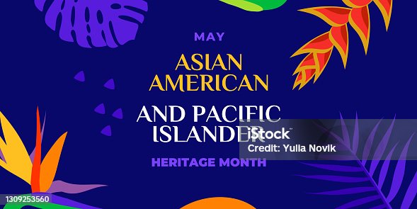 istock Asian American and Pacific Islander Heritage Month. Vector banner for social media, card, poster. Illustration with text, tropical plants. Asian Pacific American Heritage Month horizontal composition 1309253560
