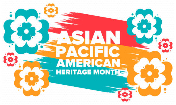 아시아 태평양 아메리칸 헤리티지 의 달. 5 월에 축하합니다. 그것은 미국에서 아시아 계 미국인과 태평양 제도의 문화, 전통과 역사를 기념합니다. 포스터, 카드, 배너. 벡터 - 태평양 stock illustrations