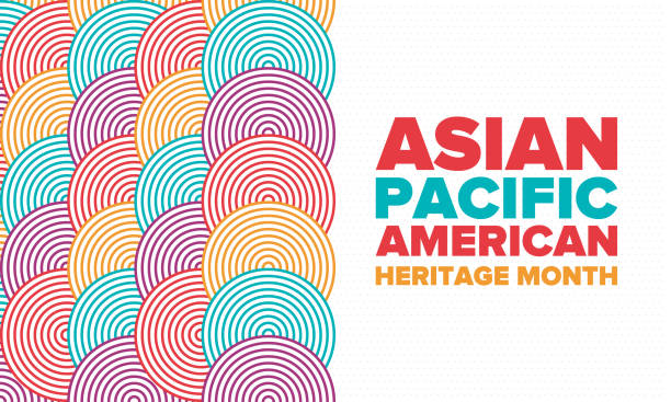 アジア太平洋アメリカ遺産月間5月に祝われます。アメリカ合衆国のアジア系アメリカ人や太平洋諸島民の文化、伝統、歴史を祝います。ポスター、カード、バナー。ベクトル - 東洋文化点のイラスト素材／クリップアート素材／マンガ素材／アイコン素材