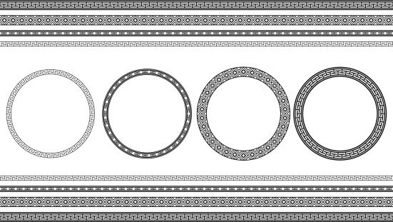 Asian style circle frames and borders