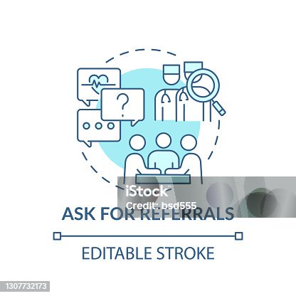 istock Ask for referrals blue concept icon 1307732173