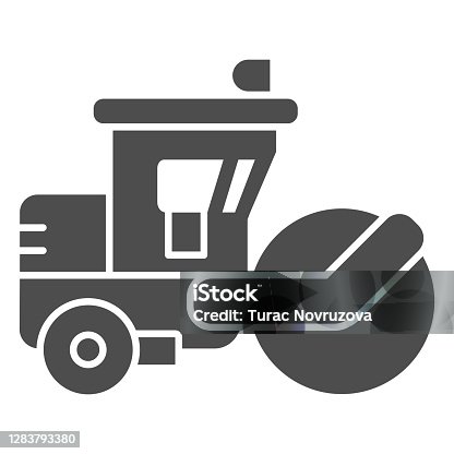 istock Asphalt roller solid icon, heavy equipment concept, steamroller truck sign on white background, Road roller icon in glyph style for mobile concept and web design. Vector graphics. 1283793380