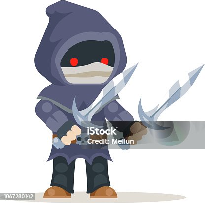 istock Assassin outlaw thief burglar fantasy medieval action RPG game character layered animation ready character vector illustration 1067280142