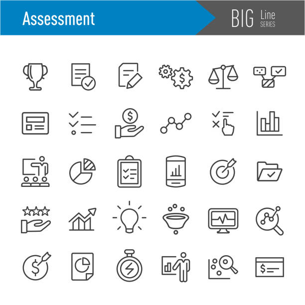 Assessment Icons - Big Line Series Assessment, test results stock illustrations