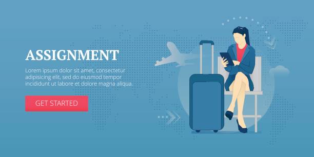 baner internetowy przydziału - business travel stock illustrations