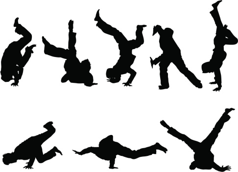 Assorted breakdancing silhouettes