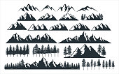 assorted mountain pine tree vector graphic design template set for sticker, decoration, cutting and print file