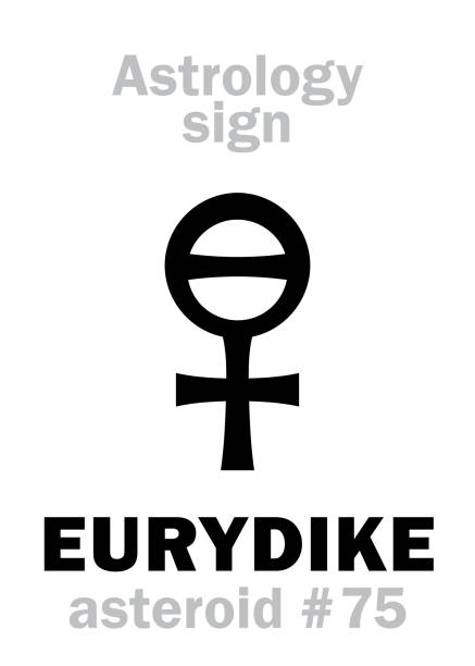 bildbanksillustrationer, clip art samt tecknat material och ikoner med astrologi alfabetet: eurydike (eurydice), asteroid #75. hieroglyfer karaktär tecken (enda symbol). - orfeus