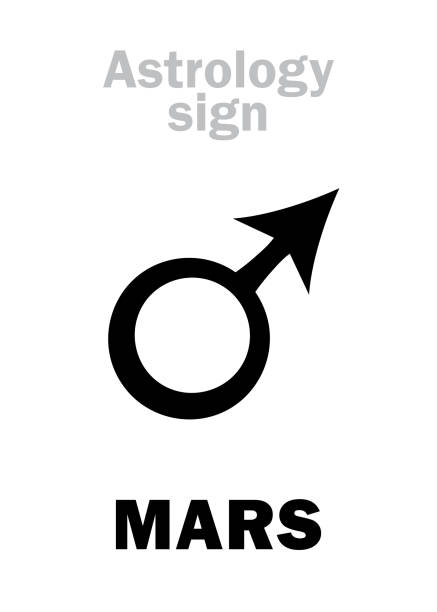Astrology Alphabet: MARS, classic personal planet. Hieroglyphics character sign (single symbol). Astrology Alphabet: MARS, classic personal planet. Hieroglyphics character sign (single symbol). images of ares god of war stock illustrations
