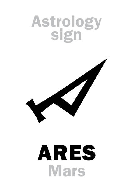 Astrology Alphabet: MARS (Ares), the planetary star (planet). Hieroglyphics character sign (ancient greek symbol). Astrology Alphabet: MARS (Ares), the planetary star (planet). Hieroglyphics character sign (ancient greek symbol). ares god of war stock illustrations