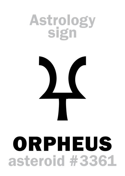 bildbanksillustrationer, clip art samt tecknat material och ikoner med astrologi alfabetet: orpheus, asteroid #3361. hieroglyfer karaktär tecken (enda symbol). - orfeus