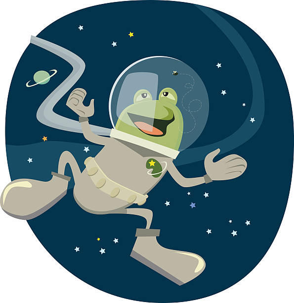 illustrazioni stock, clip art, cartoni animati e icone di tendenza di astronauta rana - ranocchia