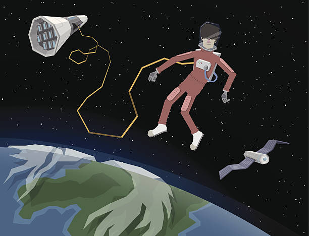 Astronaut in space vector art illustration