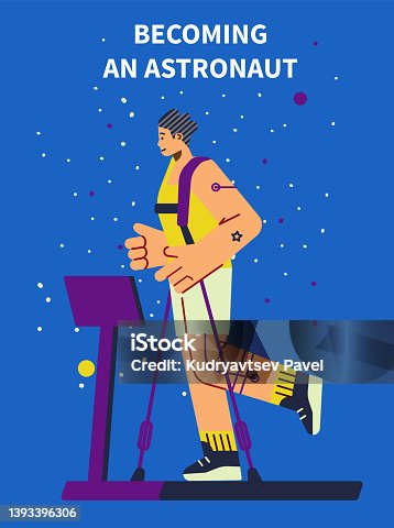 istock Astronaut training and education poster or banner flat vector illustration. 1393396306