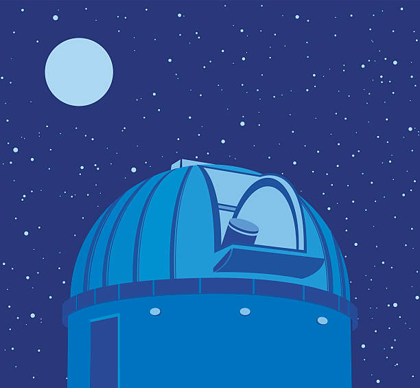 Astronomical observatory - Telescope Vector illustration of an Astronomical observatory with sky background observatory stock illustrations