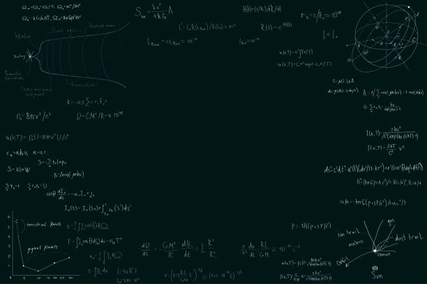 Astronomy and astrophysics, formulas for physics mathematics and astronomy on a dark green chalk Board. Astronomy and astrophysics, formulas for physics mathematics and astronomy on a dark green chalk Board. Inflation and the big Bang theory. Copy space in the center, space for your design and text mathematical formula stock illustrations