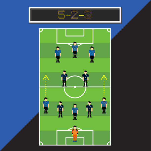 阿塔蘭塔 5-2-3 足球形成與球員在球場上 - atalanta 幅插畫檔、美工圖案、卡通及圖標