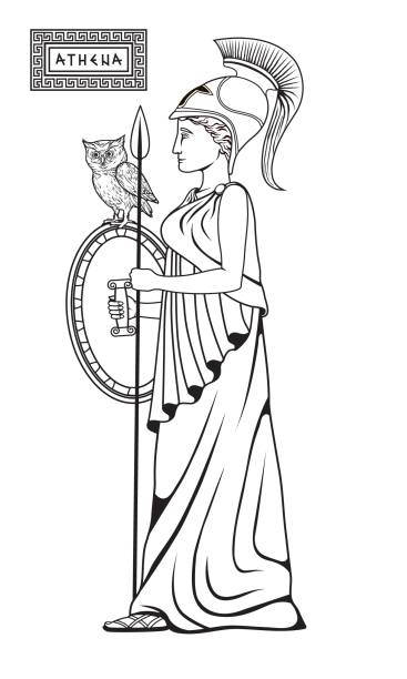 афина - pics for athena the goddess stock illustrations.