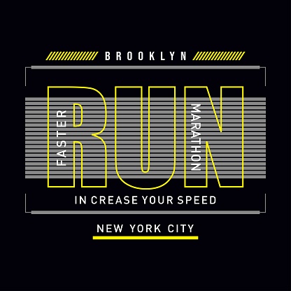 Athletic run typography, tee shirt graphics, vectors