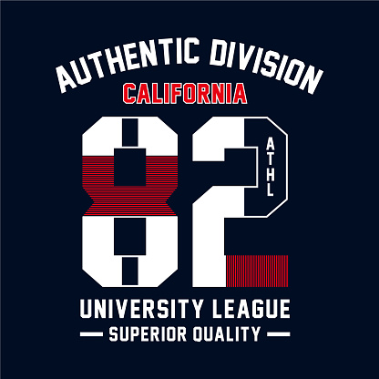 Athletic sport California typography, t-shirt graphics, vectors - Vector