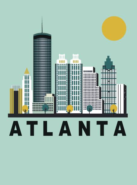 Atlanta city in Georgia USA Atlanta city in Georgia USA in sunny day. Vector illustration atlanta stock illustrations
