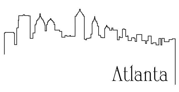 ilustraciones, imágenes clip art, dibujos animados e iconos de stock de ciudad de atlanta una línea de dibujo abstracto fondo con paisaje urbano - atlanta
