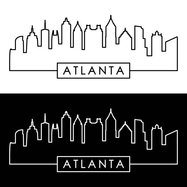 Atlanta skyline. Linear style. Editable vector file. Atlanta skyline. Linear style. Editable vector file. atlanta stock illustrations