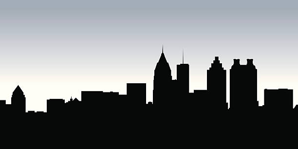 Atlanta Skyline Silhouette Vector skyline silhouette of the city of Atlanta, Georgia, USA. atlanta stock illustrations