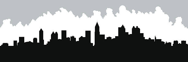 Atlanta Skyline Silhouette Skyline silhouette of the city of Atlanta, Georgia, USA. atlanta stock illustrations