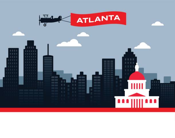 Atlanta Skyline Atlanta Georgia USA skyline concept illustration. atlanta stock illustrations