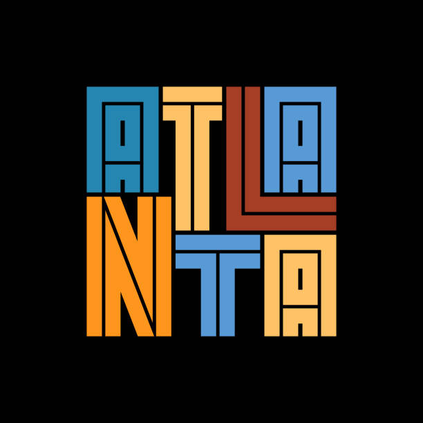 ilustraciones, imágenes clip art, dibujos animados e iconos de stock de cartel de tipografía de atlanta. diseño de moda de camiseta. - atlanta