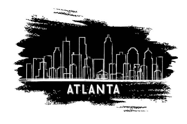 Atlanta USA Skyline Silhouette. Hand Drawn Sketch. Atlanta USA Skyline Silhouette. Hand Drawn Sketch. Business Travel and Tourism Concept with Modern Architecture. Vector Illustration. atlanta stock illustrations