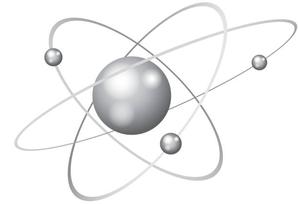 Atom symbol Gradient and transparent effect used. proton stock illustrations