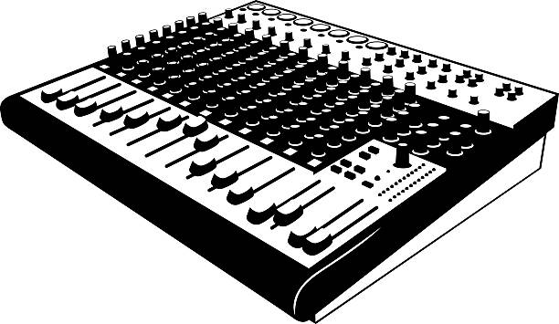 Audio mixing board vector art illustration