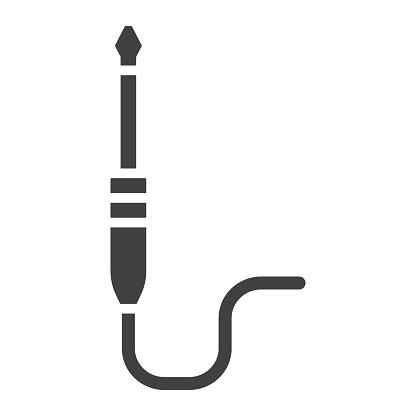Audio plug glyph icon, music and instrument, jack cable sign vector graphics, a solid pattern on a white background, eps 10.
