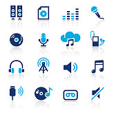 An illustration of audio two color icons set for your web page, presentation, apps and design products. Vector format can be fully scalable & editable.