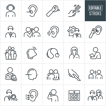 Audiology Thin Line Icons - Editable Stroke