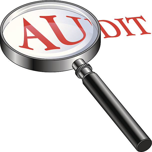 Audit Magnified Illustration presenting the concept of being audited or of performing an audit. irs stock illustrations