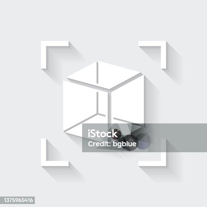 istock Augmented reality. Icon with long shadow on blank background - Flat Design 1375965416