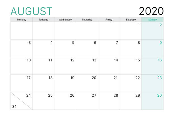 August Illustration Vector Desk Calendar
