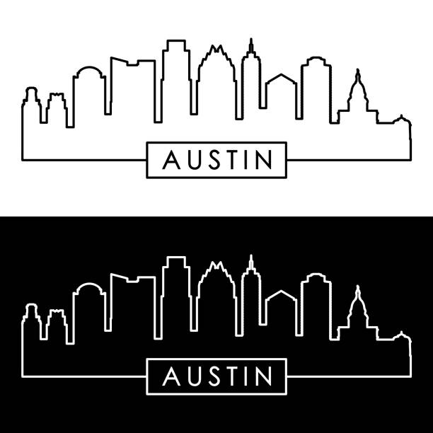 Austin skyline. Linear style. Editable vector file. Austin skyline. Linear style. Editable vector file. austin texas stock illustrations