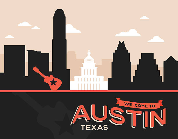 Austin Texas Welcome to Austin Texas background concept. EPS 10 file. Transparency effects used on highlight elements. austin texas stock illustrations