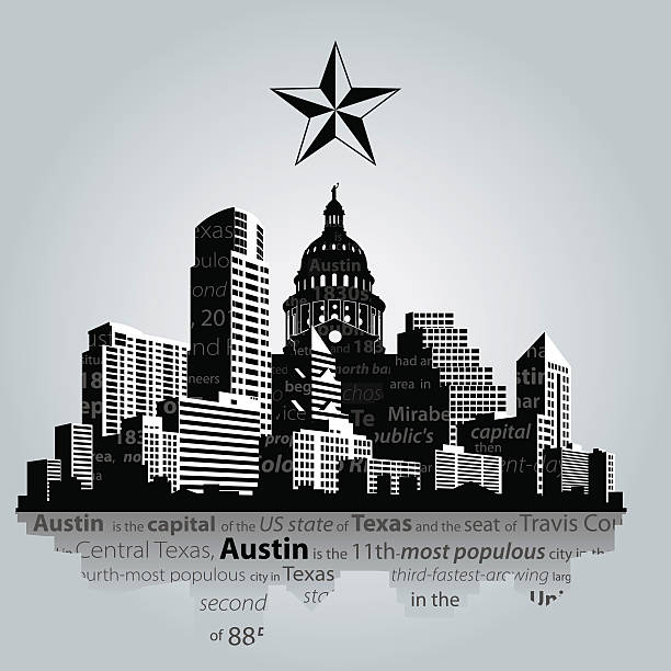 Austin Vector. Austin city, capital of Texas silhouette. austin texas stock illustrations