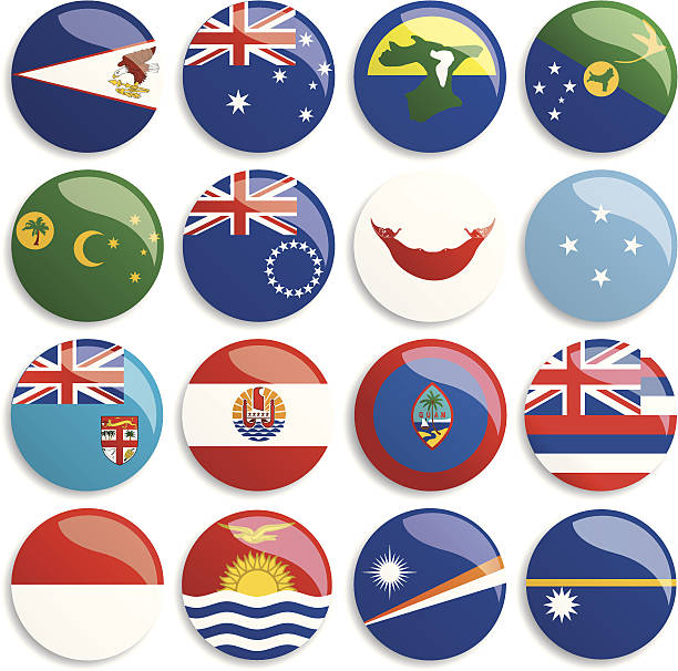 флаги австралии и океании пуговицы - cook islands stock illustrations