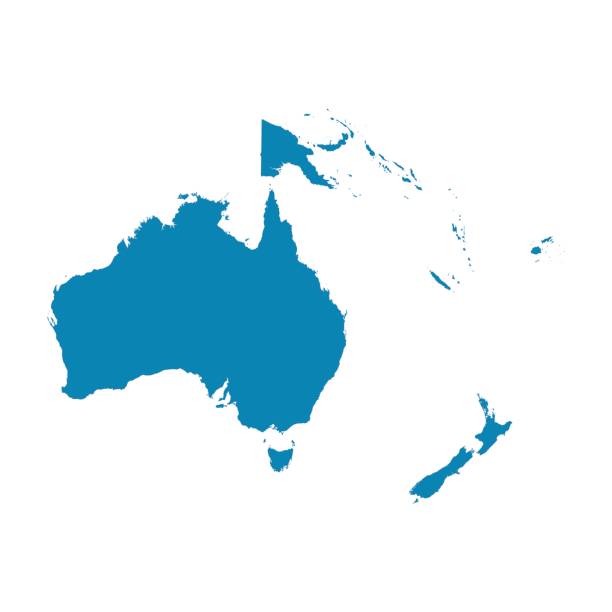 stockillustraties, clipart, cartoons en iconen met australië en oceanië kaart. platte vector - zeeland