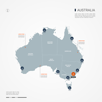 Australia infographic map vector illustration.