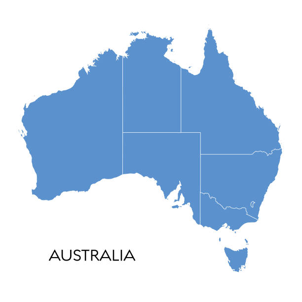 bildbanksillustrationer, clip art samt tecknat material och ikoner med karta över australien - australien